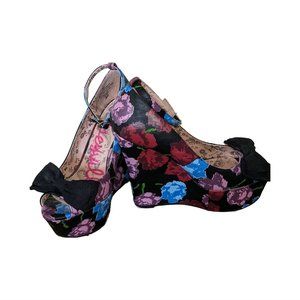 Betsey Johnson Floral Print Platform/Wedge Shoe